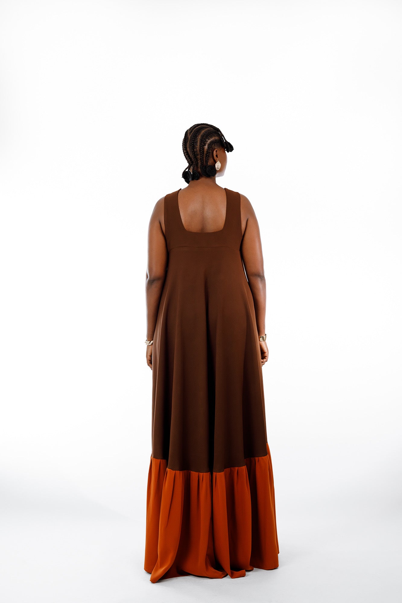 2 Tone Dress in Brown & Orange