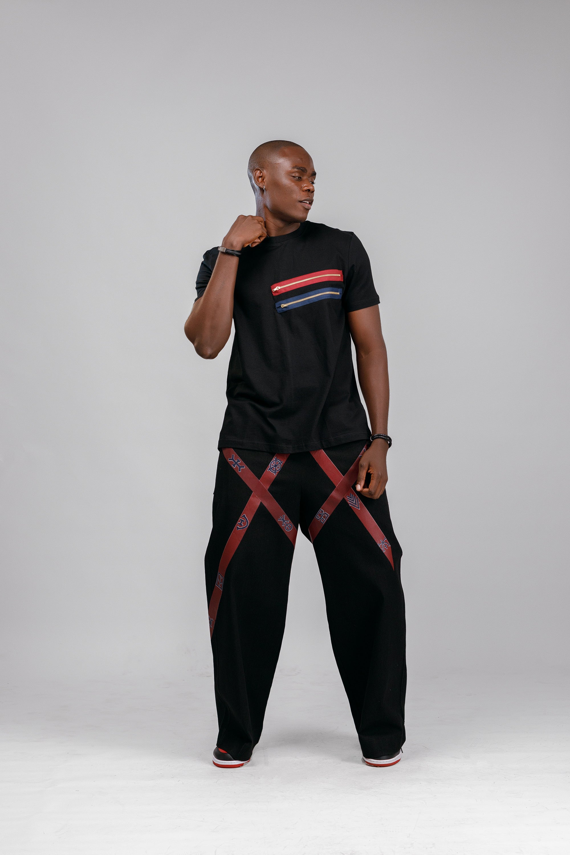 NACK Moon Zip Tee in Black