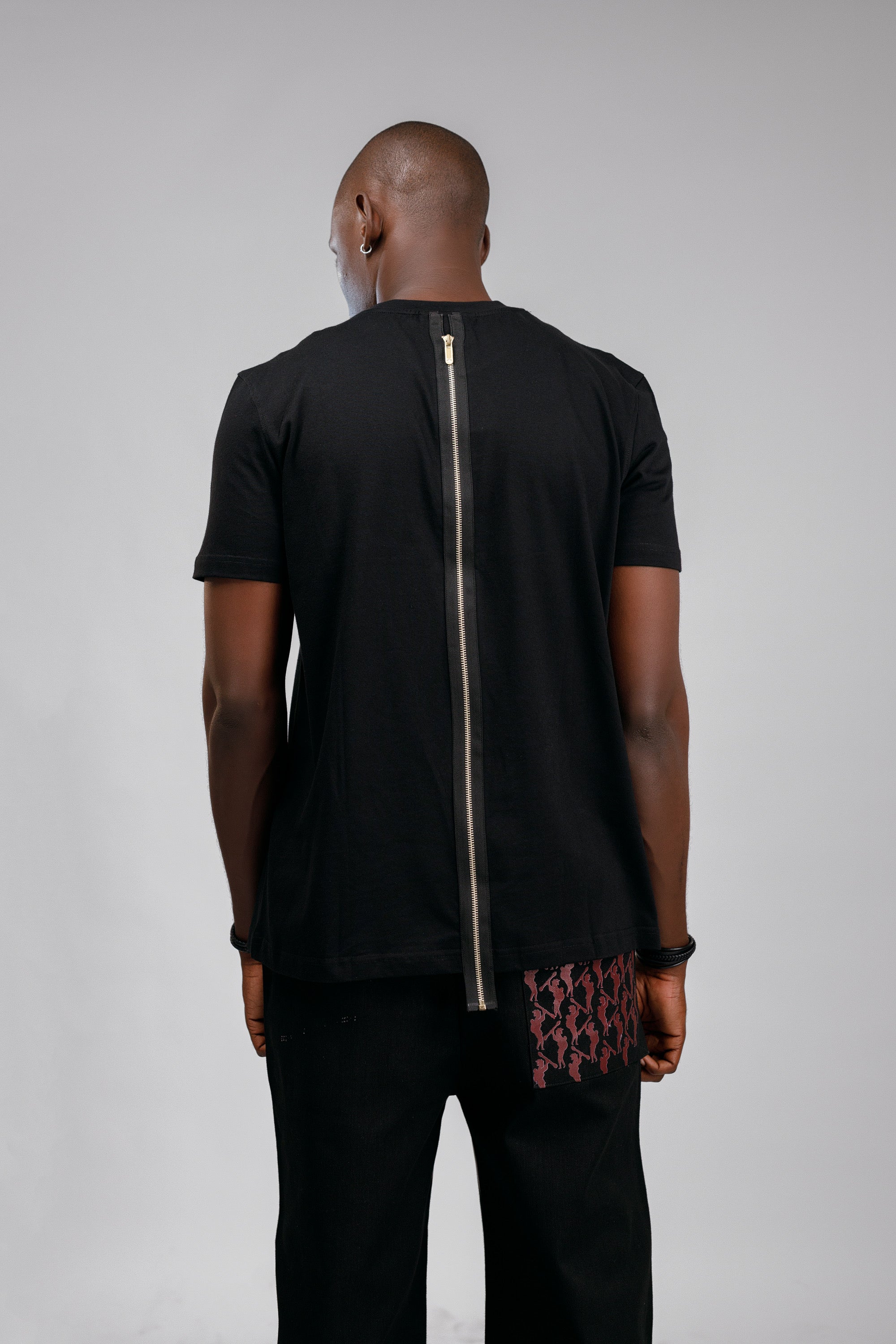NACK Moon Zip Tee in Black