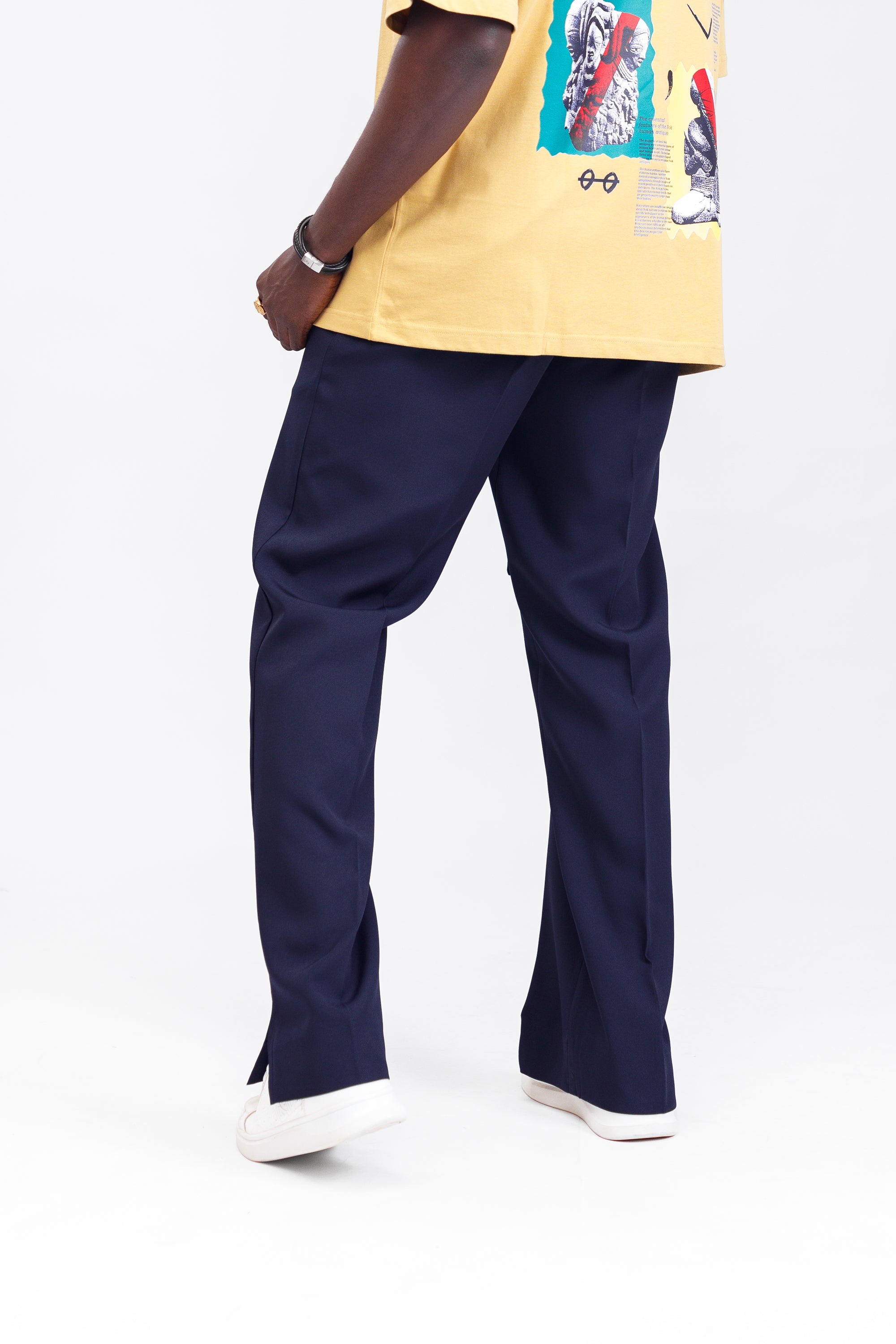 NACK Art Silk Pant in Navy Blue