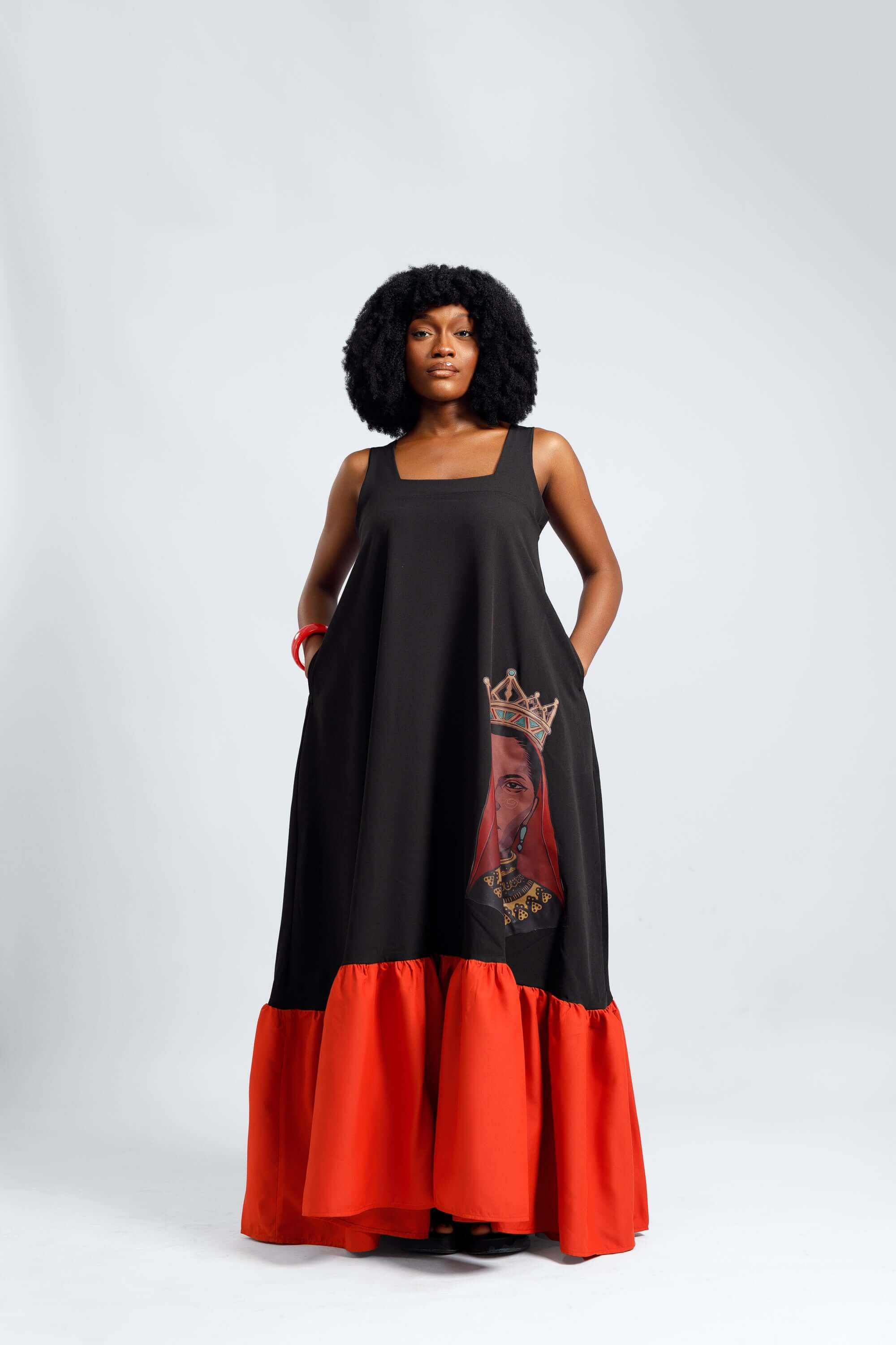 2 Tone Dress in Black & Orange - Dresses