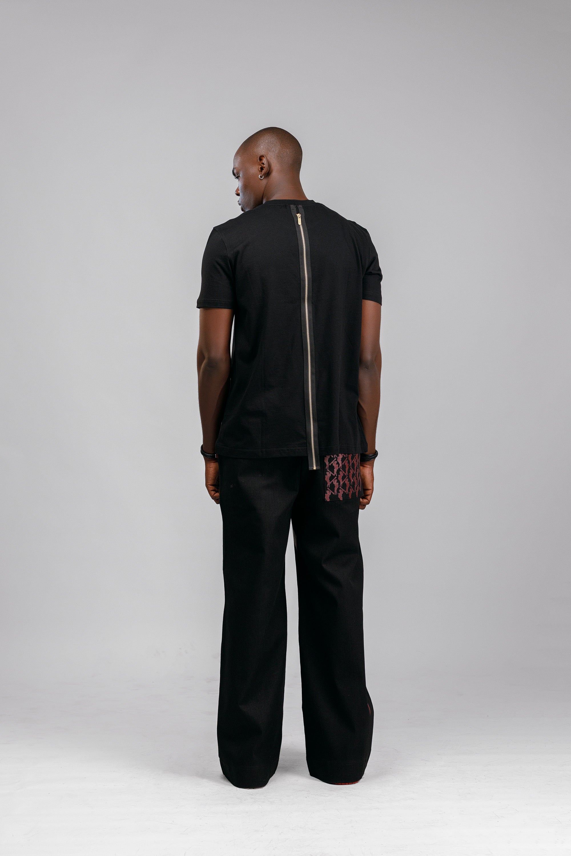 NACK Moon Zip Tee in Black