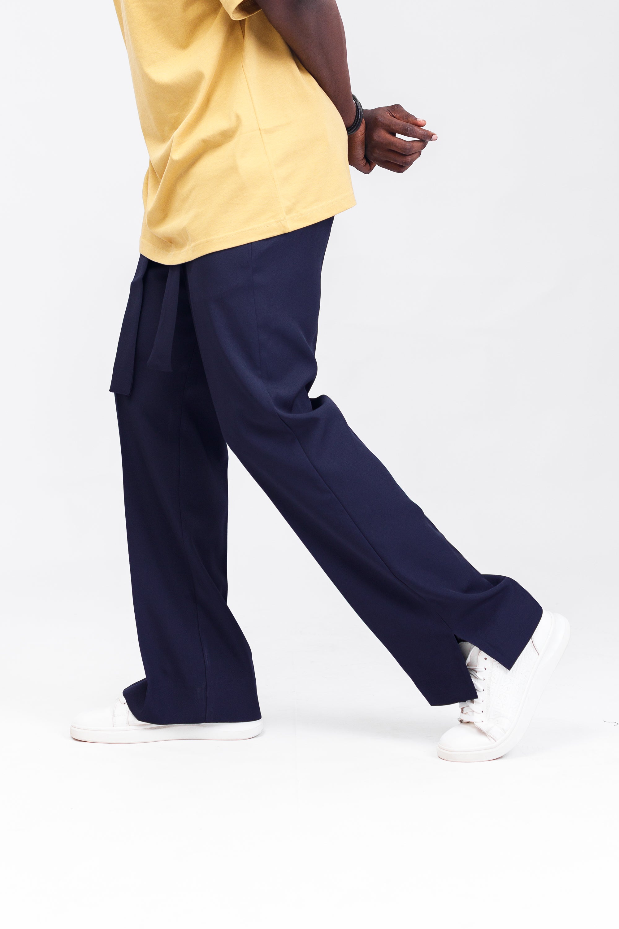 NACK Art Silk Pant in Navy Blue