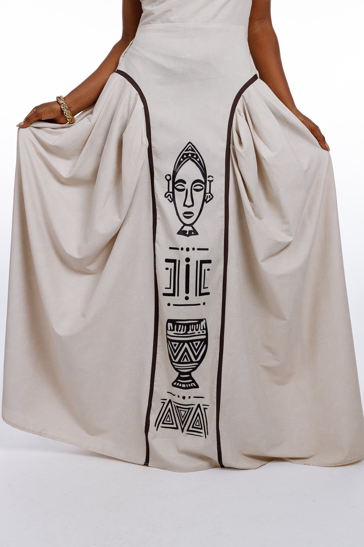 Farrko Afro Dress in Nude