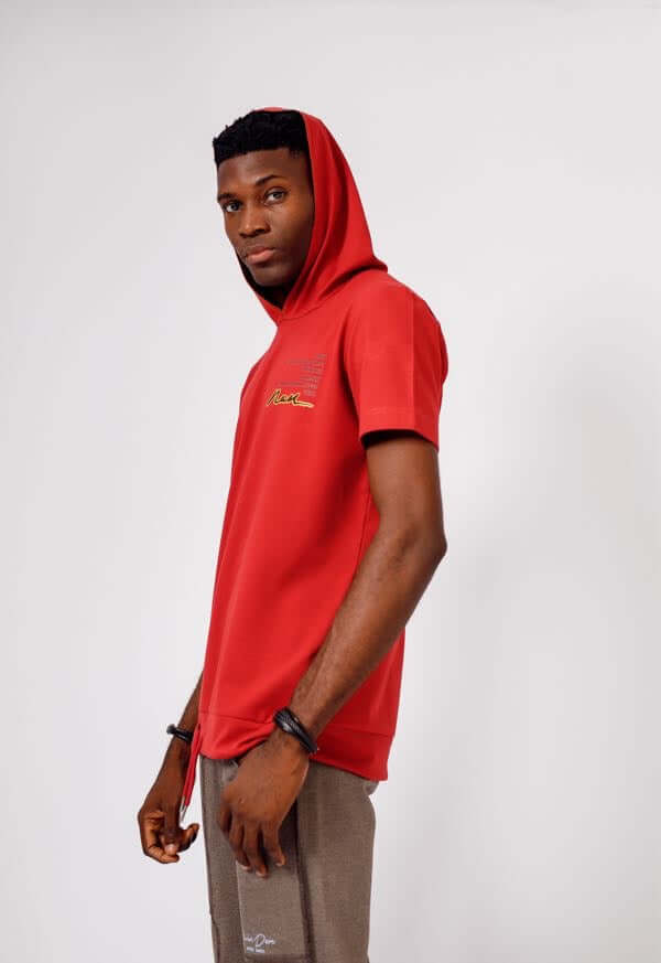 Hooded Tee in Red - Shirts & Tops