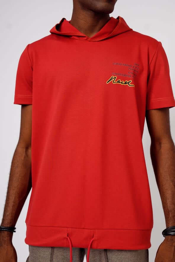 Hooded Tee in Red - Shirts & Tops