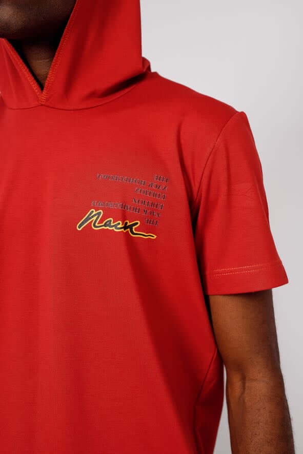 Hooded Tee in Red - Shirts & Tops