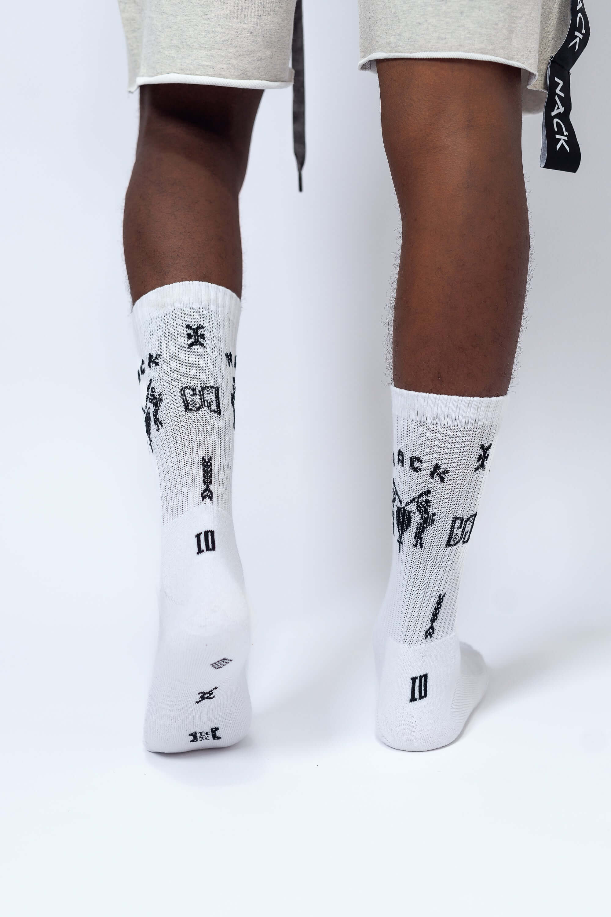 NACK Logo Socks in White -