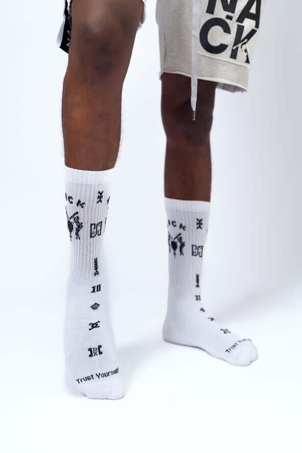 NACK Logo Socks in White -