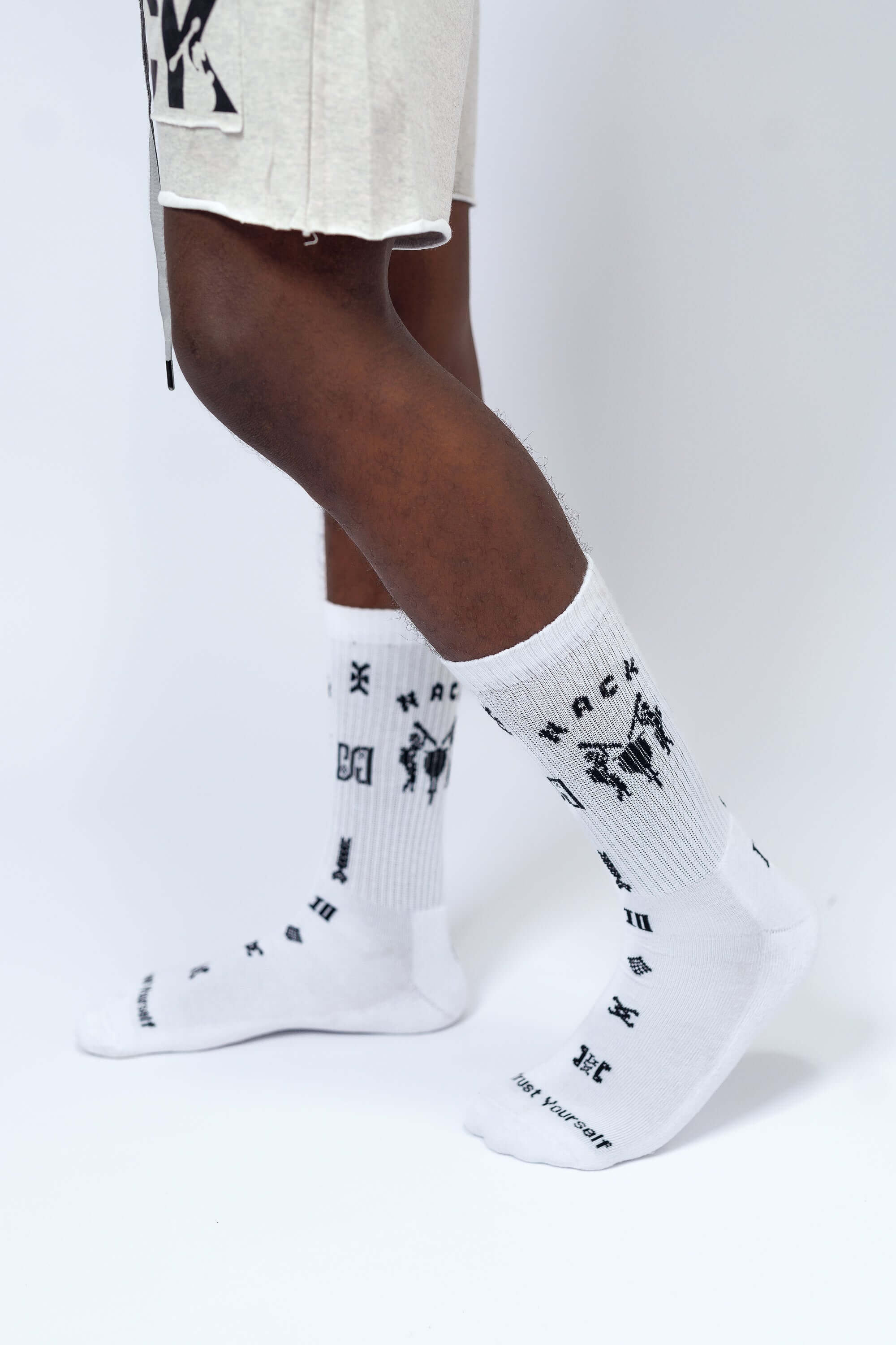 NACK Logo Socks in White -