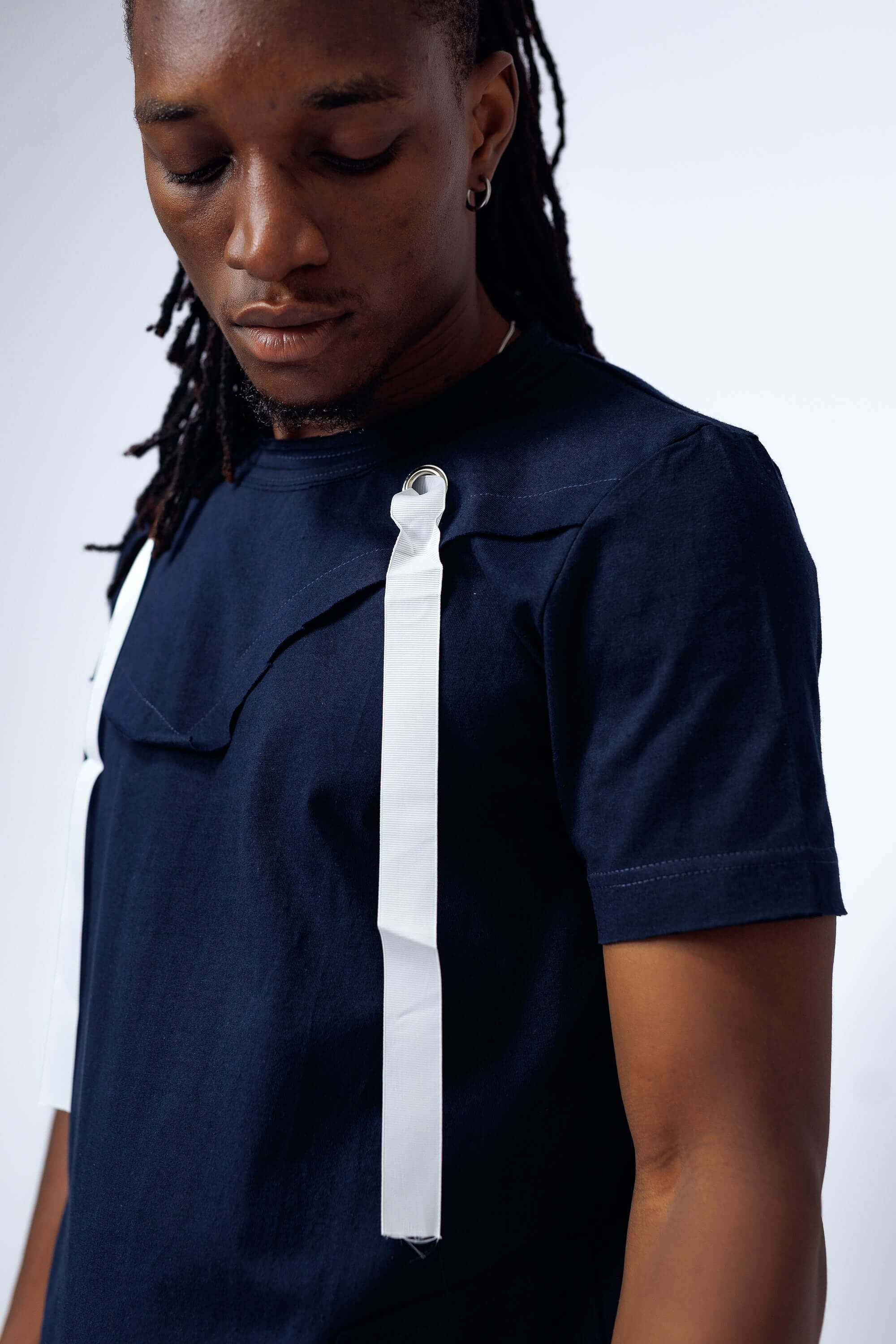 Imani Tee in Navy Blue - Shirts & Tops