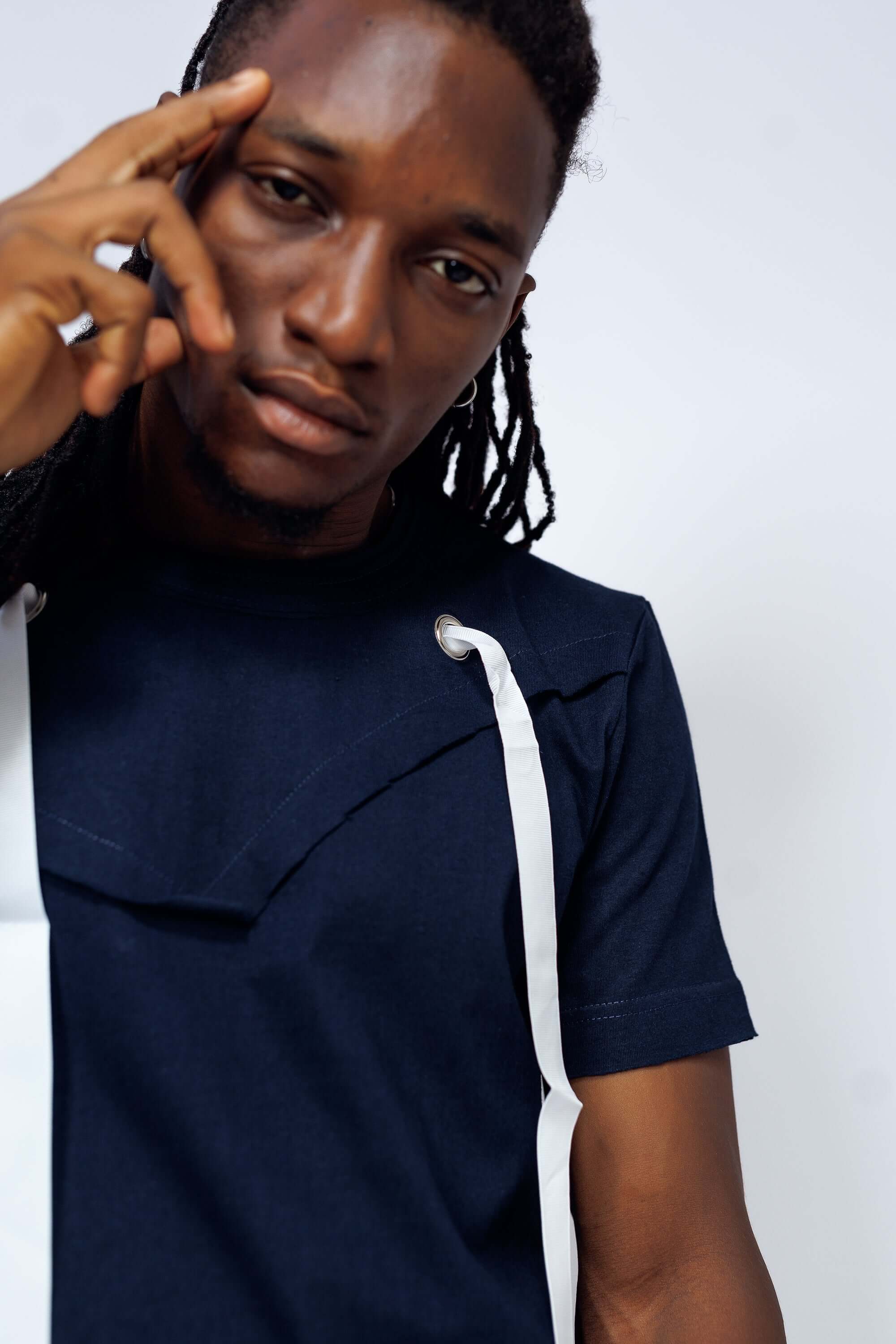 Imani Tee in Navy Blue - Shirts & Tops