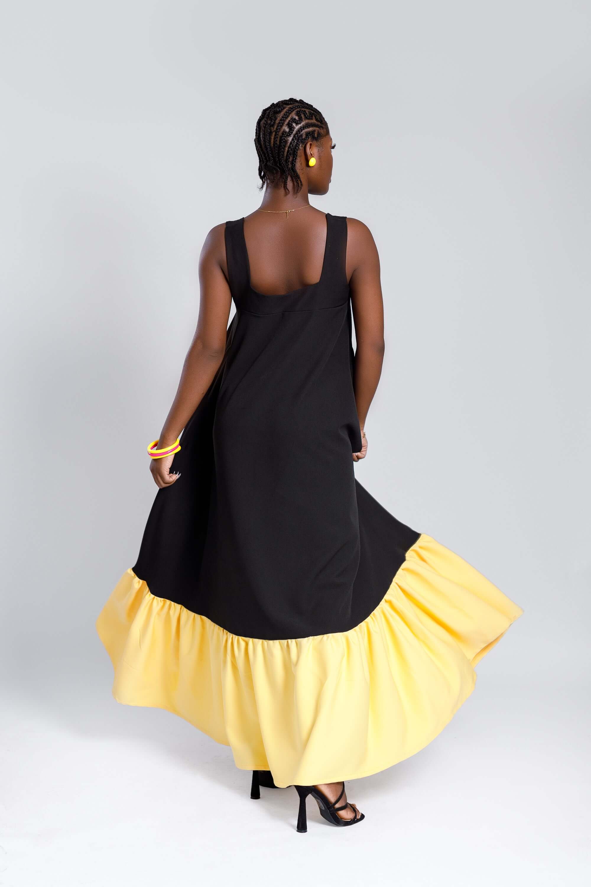 2 Tone Dress in Black & Yellow - Dresses