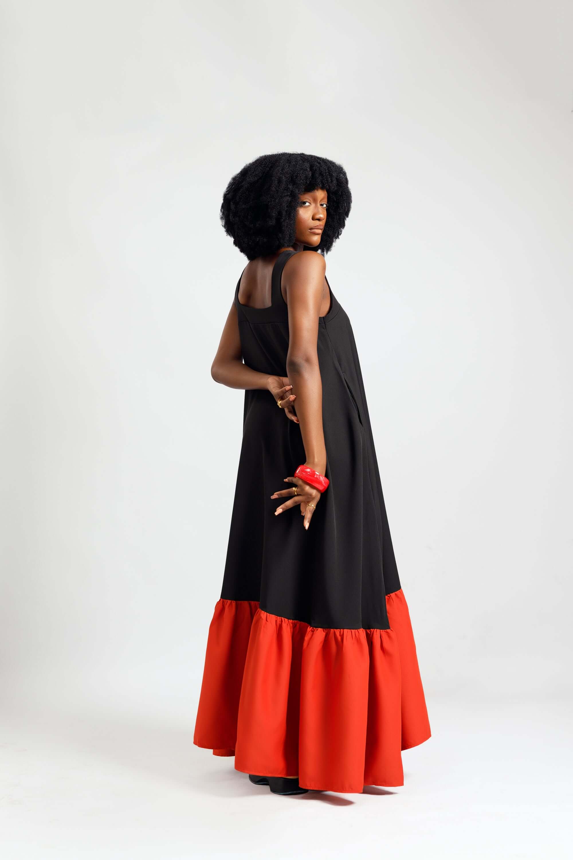 2 Tone Dress in Black & Orange - Dresses