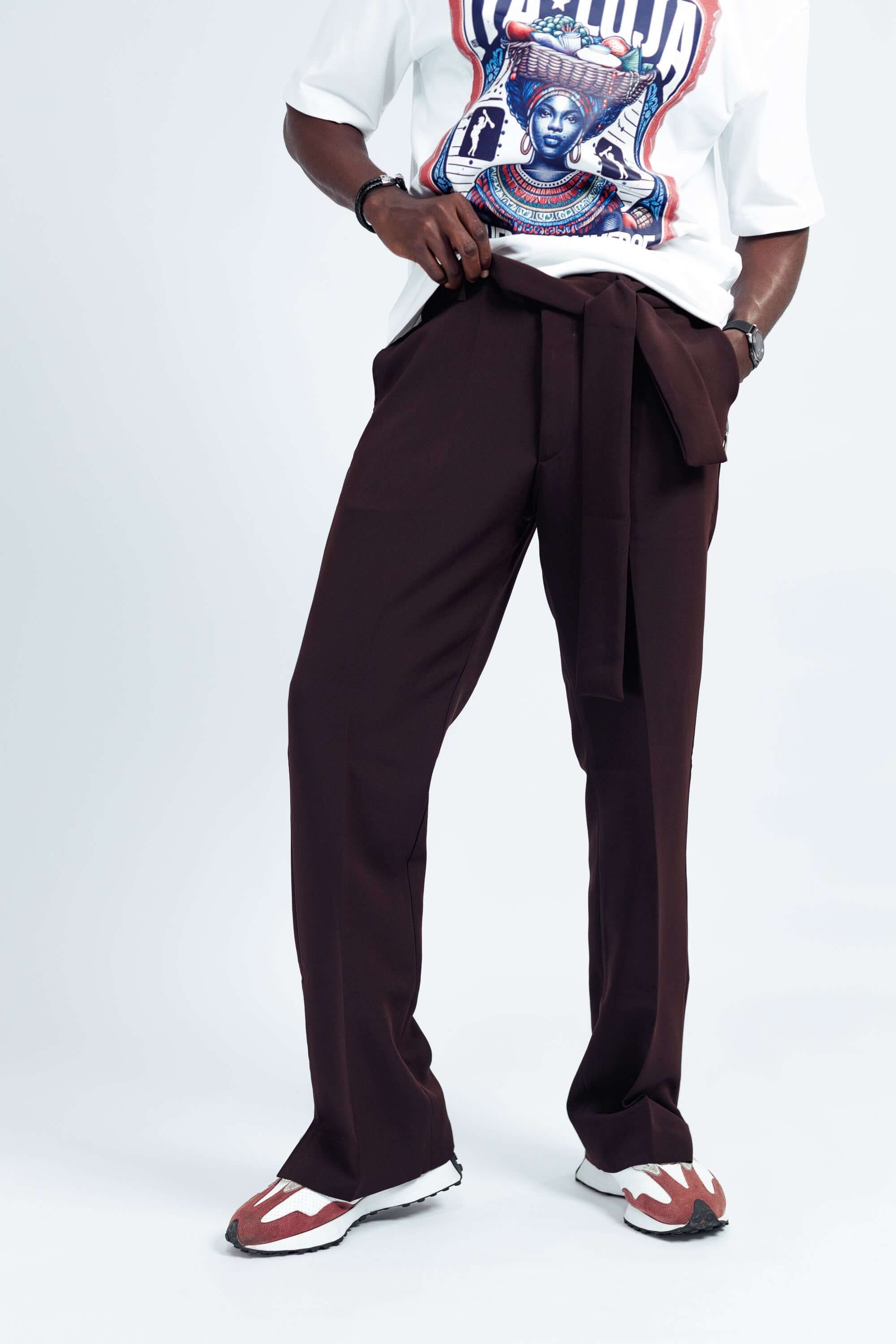 NACK Art Silk Pant in Brown - Pants