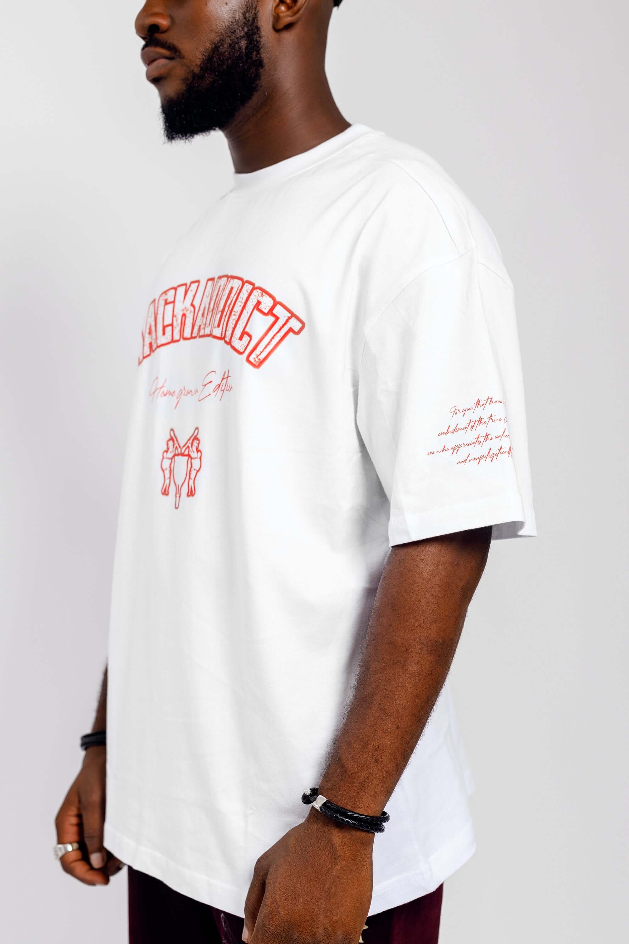 NACK Addict Tee in White (Oversized) - Uncategorized