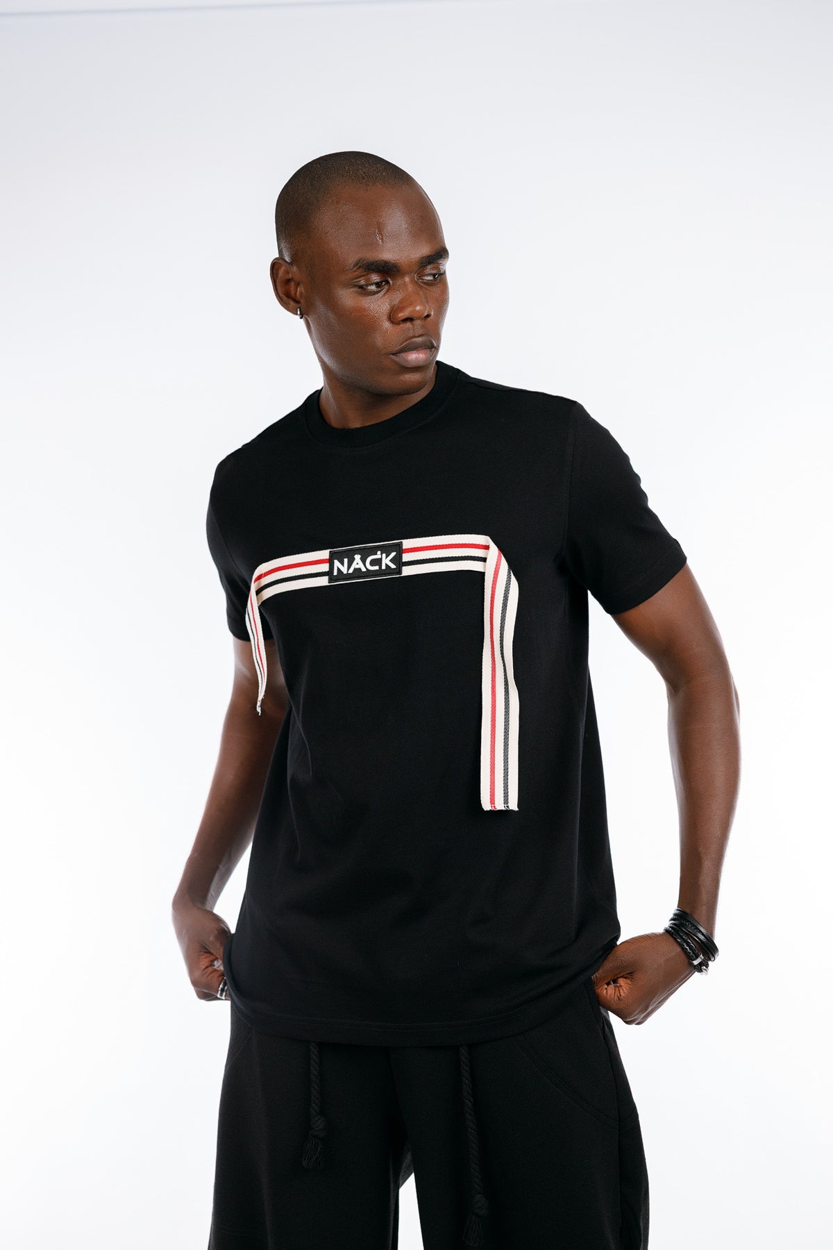 NACK Ribbon Tee in Black