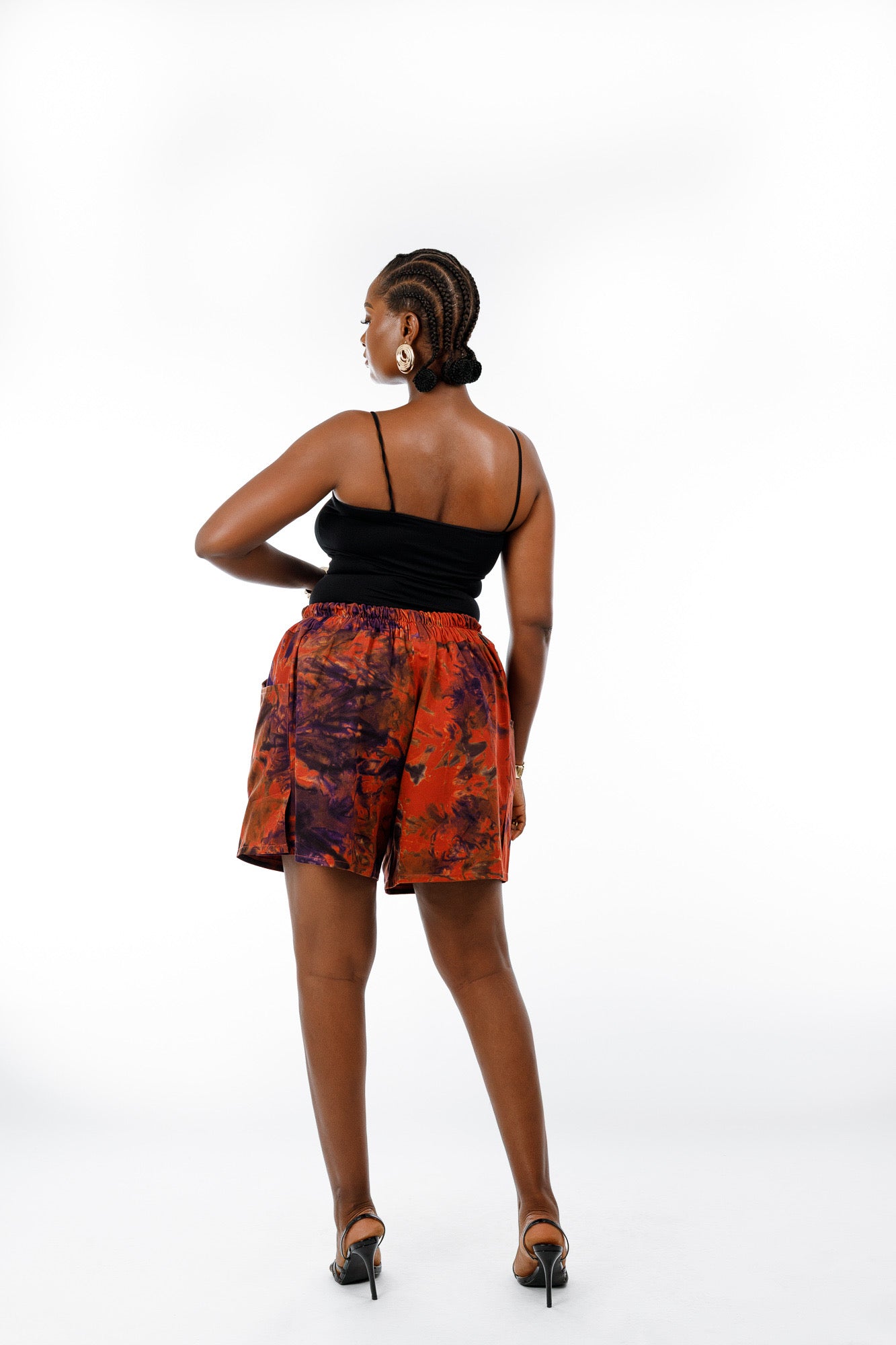 Female Adire Short in Orange