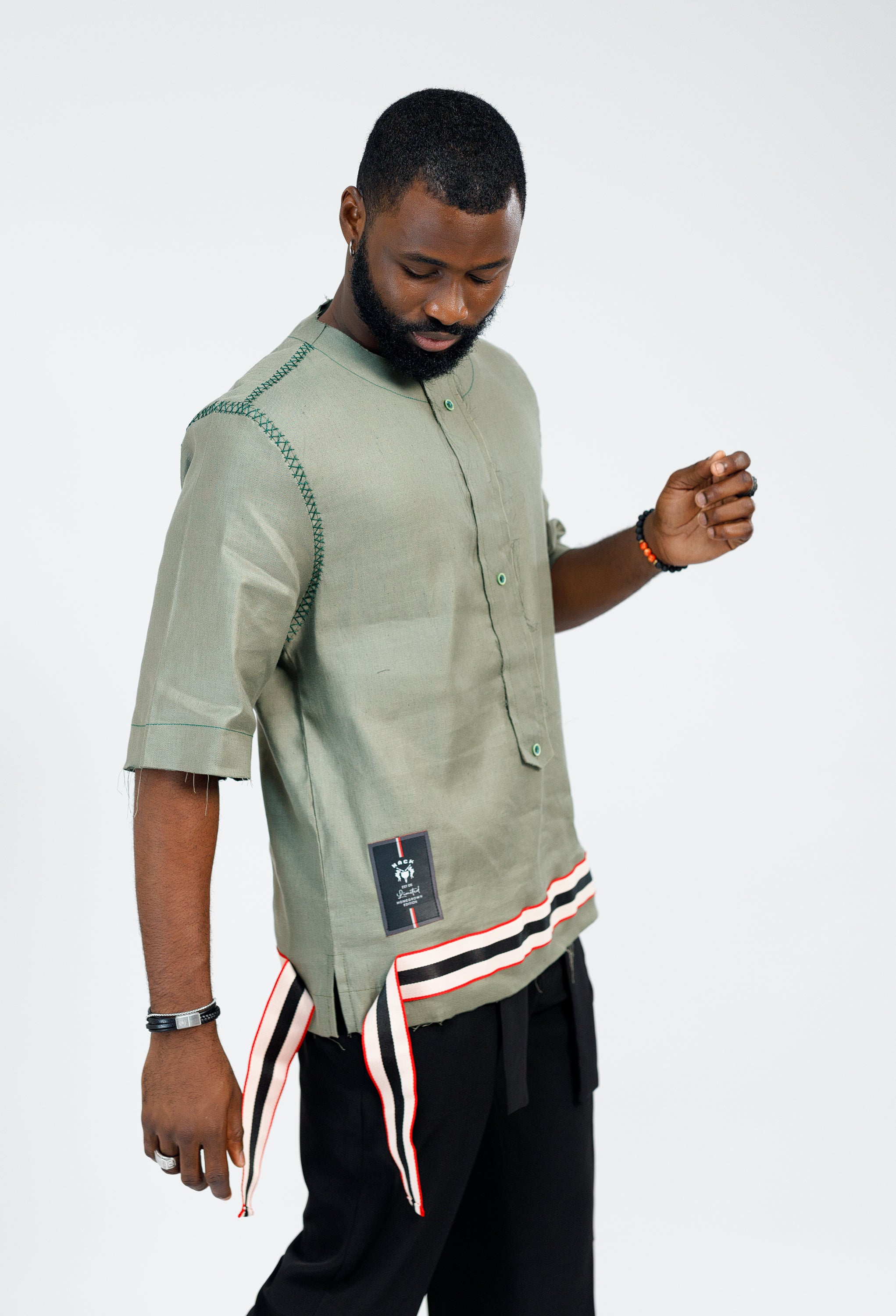 Native Linen Top in Green