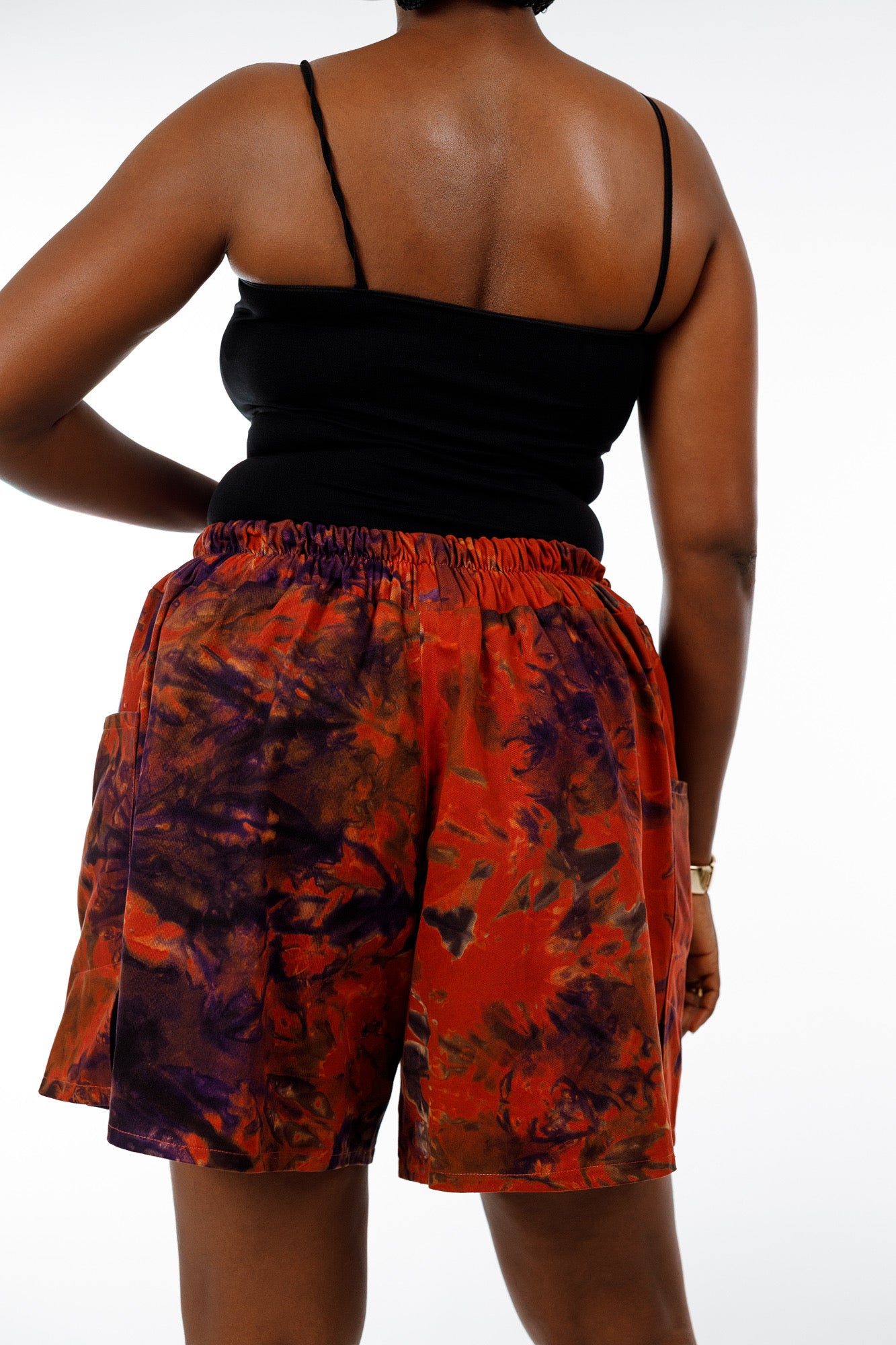 Female Adire Short in Orange