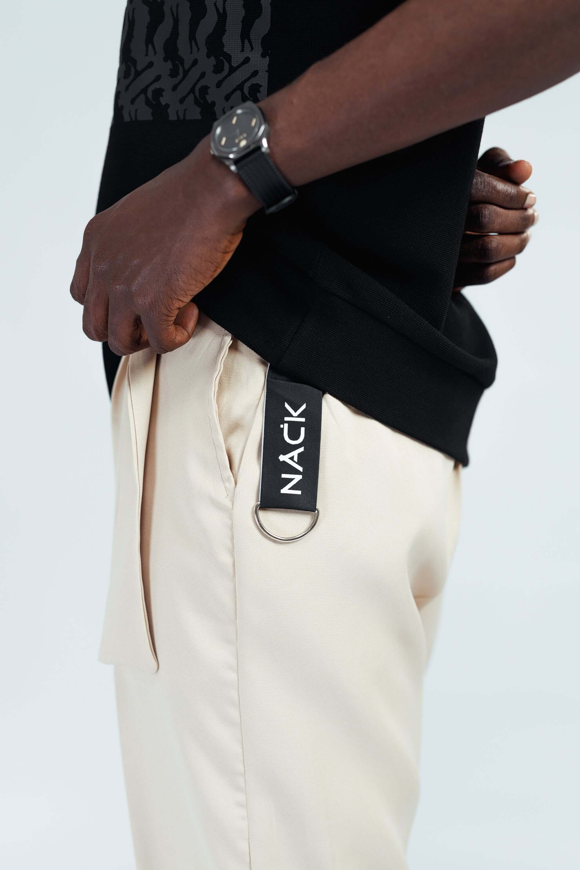 NACK Art Silk Pant in Beige - Pants