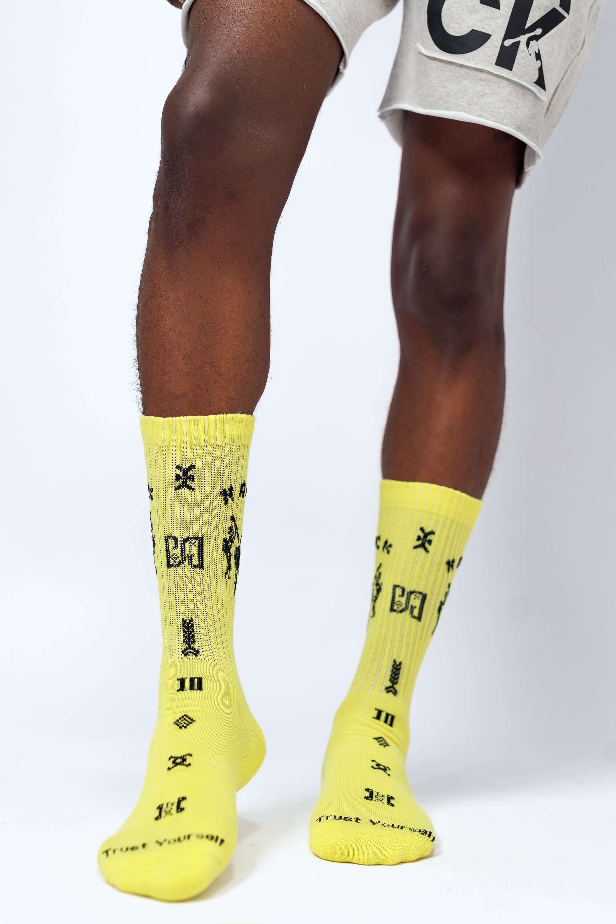 NACK Logo Socks in Yellow -