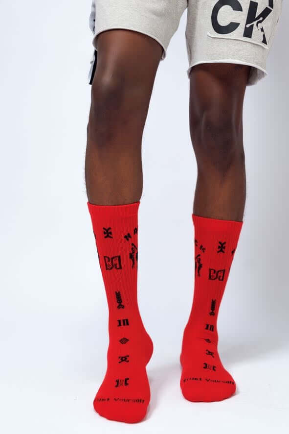 NACK Logo Socks in Red -