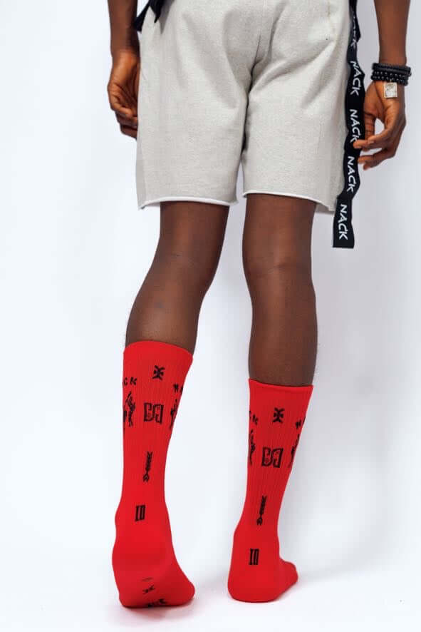 NACK Logo Socks in Red -