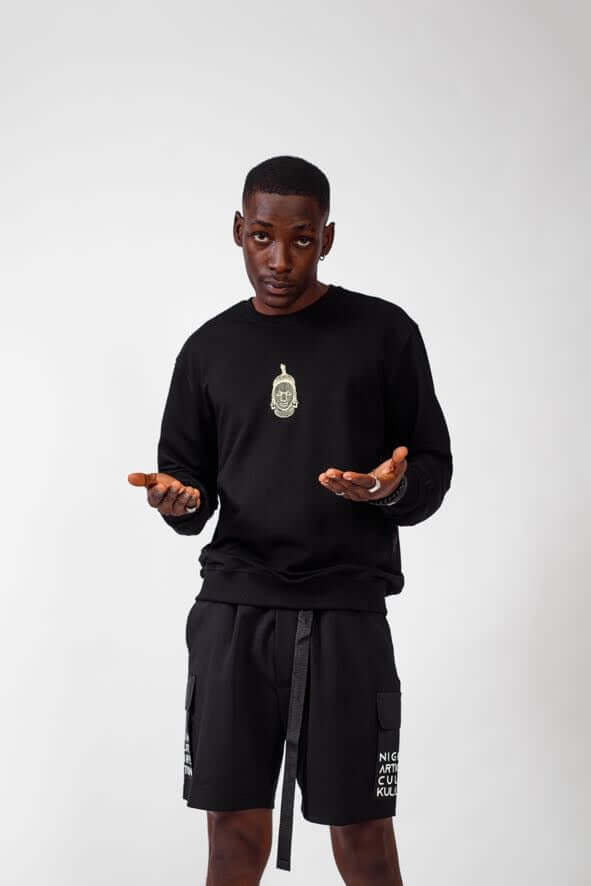 Ife Kingdom Sweat Top in Black - Shirts & Tops