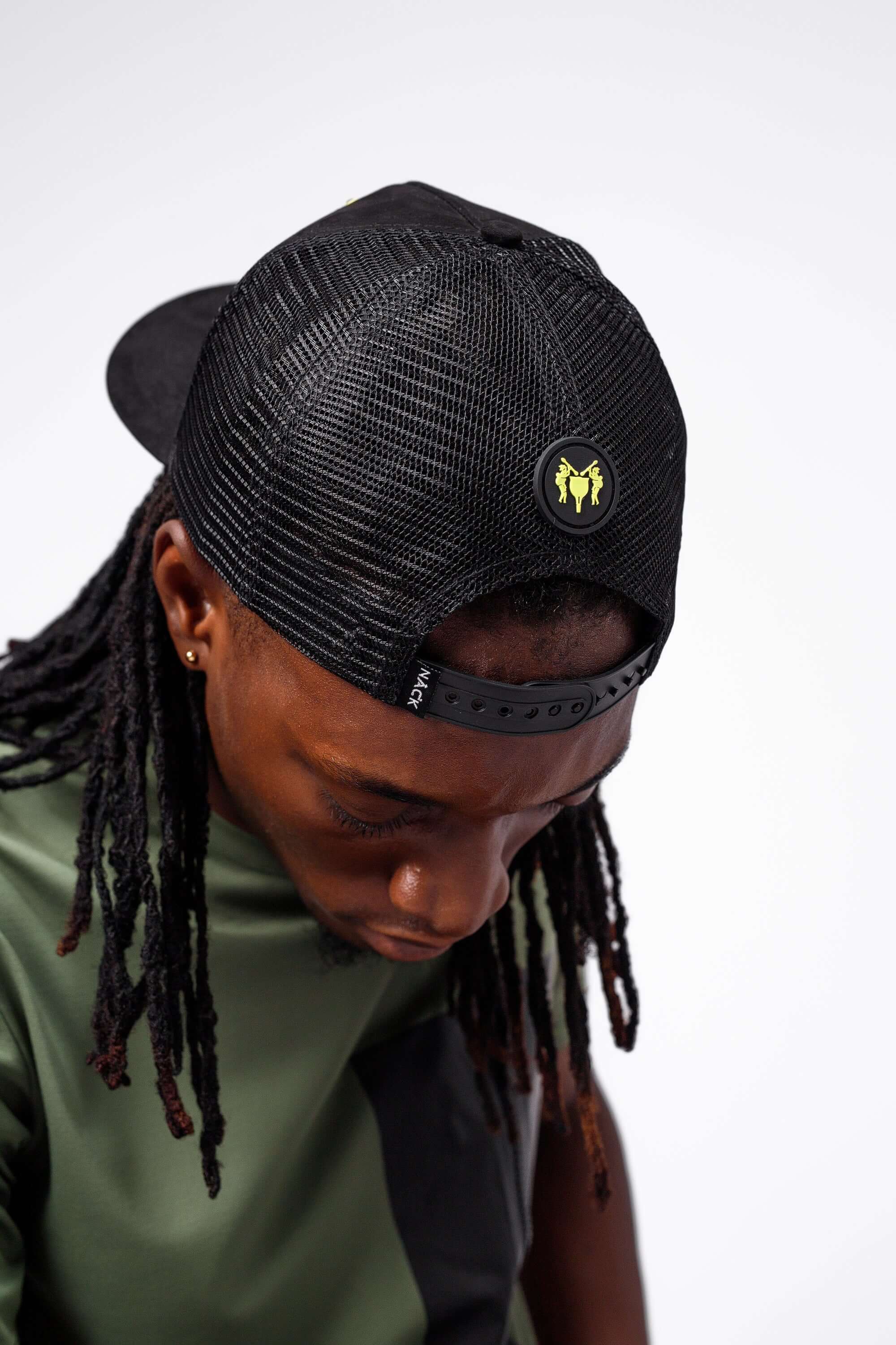 NACK 3D Logo Cap in Black/Yellow - Hats