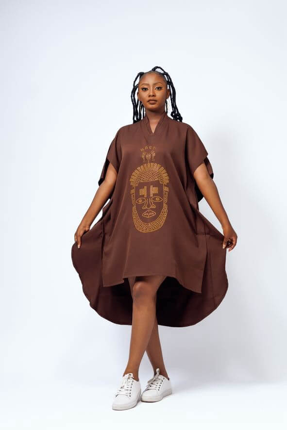 Festac Native Dress in Brown - Dresses