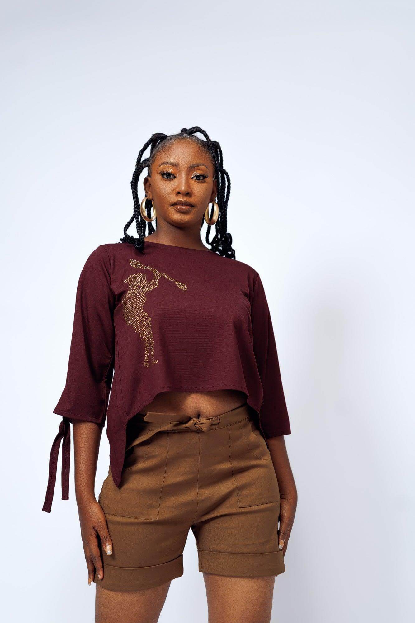 Amaka Top in Wine - Shirts & Tops