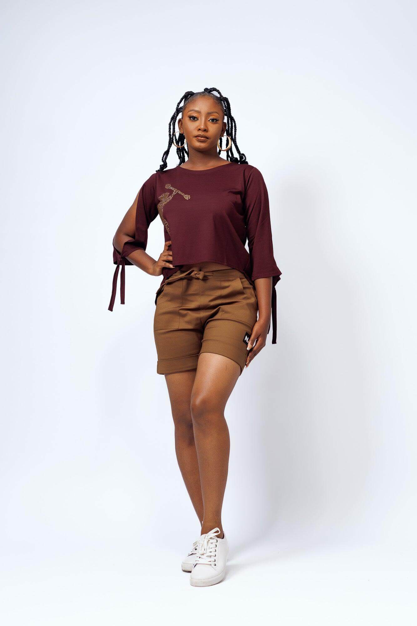 Amaka Top in Wine - Shirts & Tops