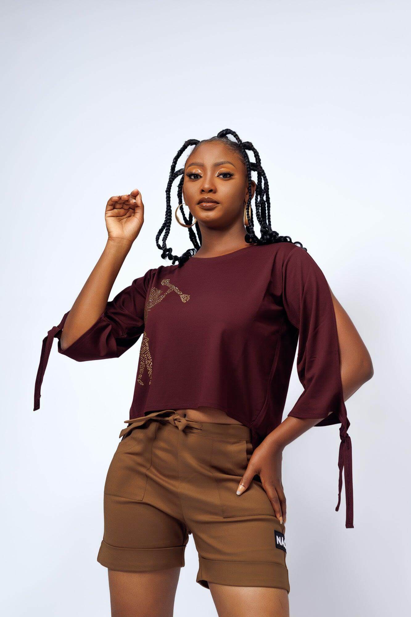 Amaka Top in Wine - Shirts & Tops