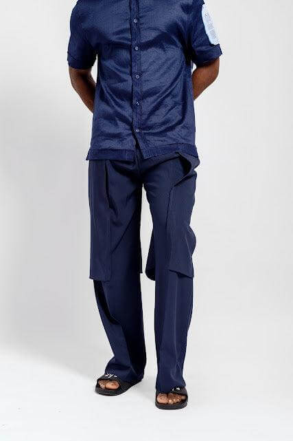 Slit Layer Pant in Navy blue - Uncategorized