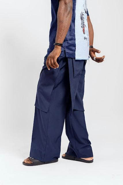 Slit Layer Pant in Navy blue - Uncategorized